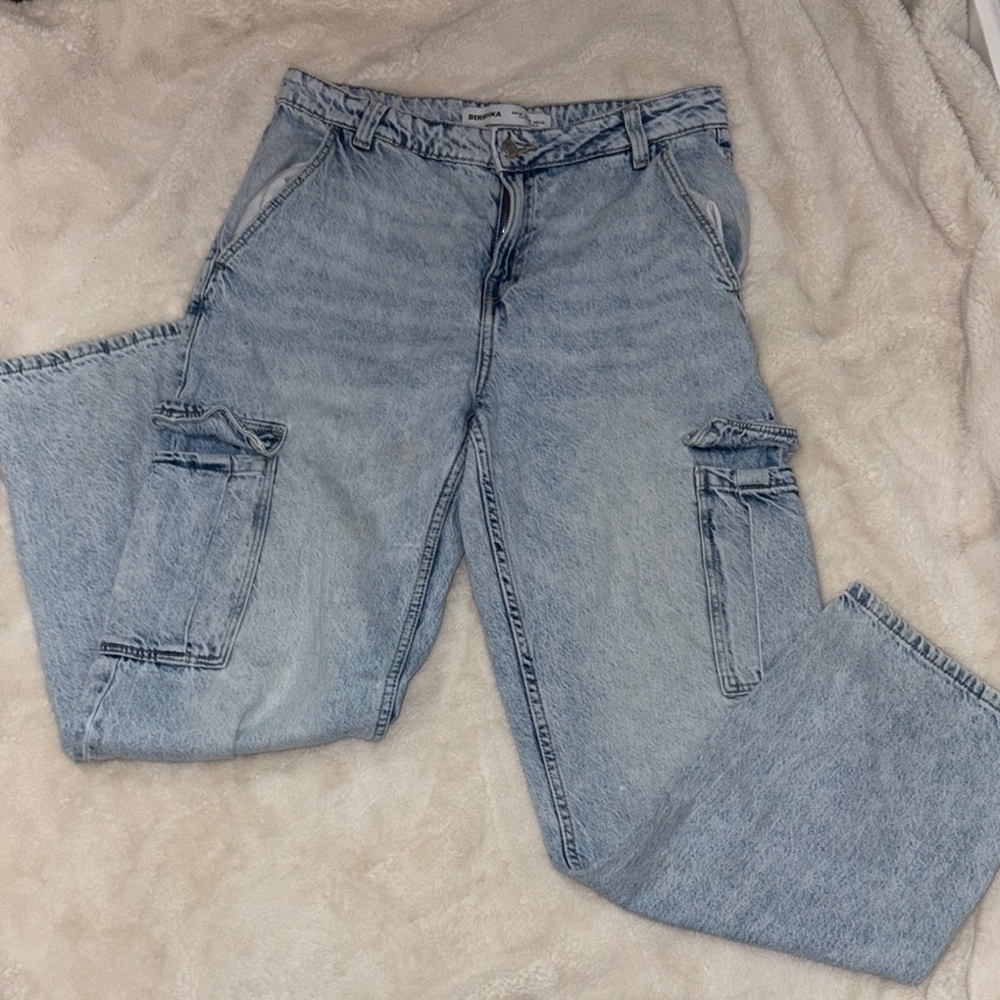 Bershka Light Blue Flare & Wide Leg Jeans